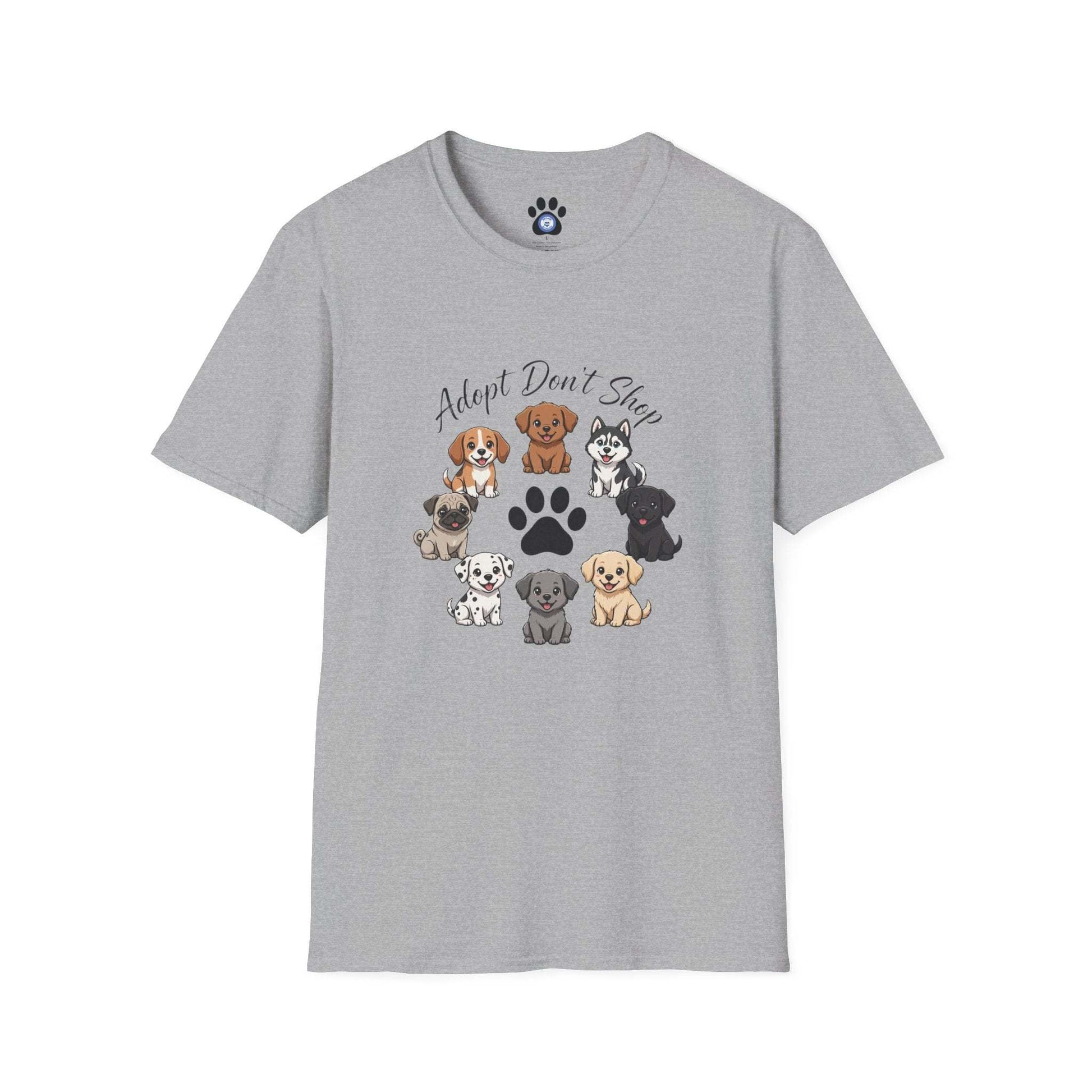 Unisex Adopt Don't Shop shirt by Skylaki in eco-friendly cotton