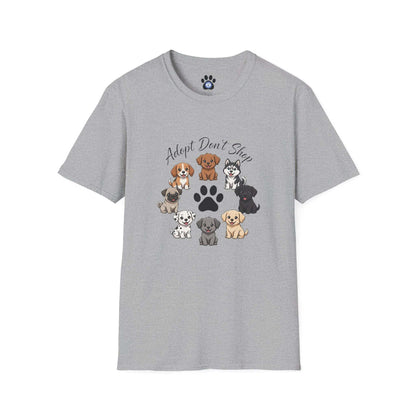 Unisex Adopt Don't Shop shirt by Skylaki in eco-friendly cotton