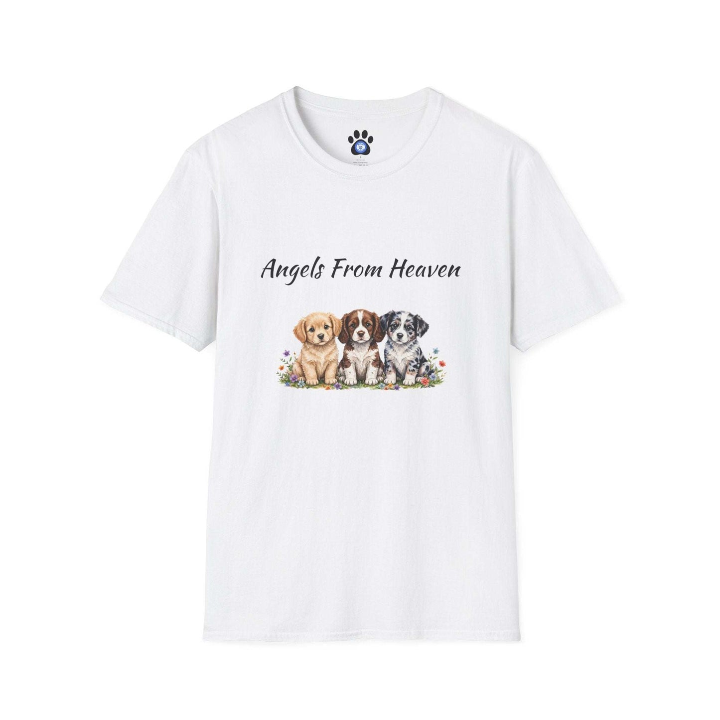 Unisex Angels From Heaven dog T-shirt with watercolor pups design