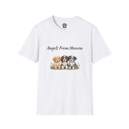 Unisex Angels From Heaven dog T-shirt with watercolor pups design