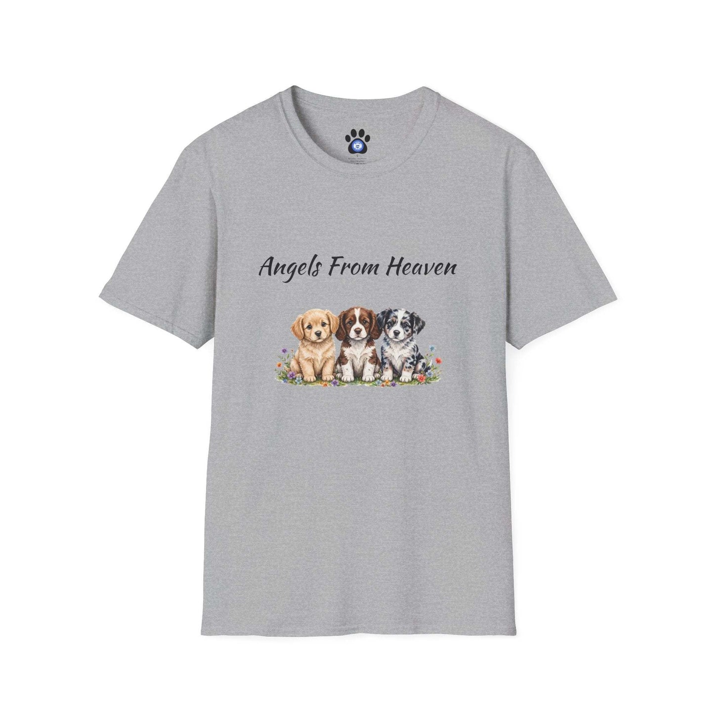 Unisex Angels From Heaven dog T-shirt with watercolor pups design