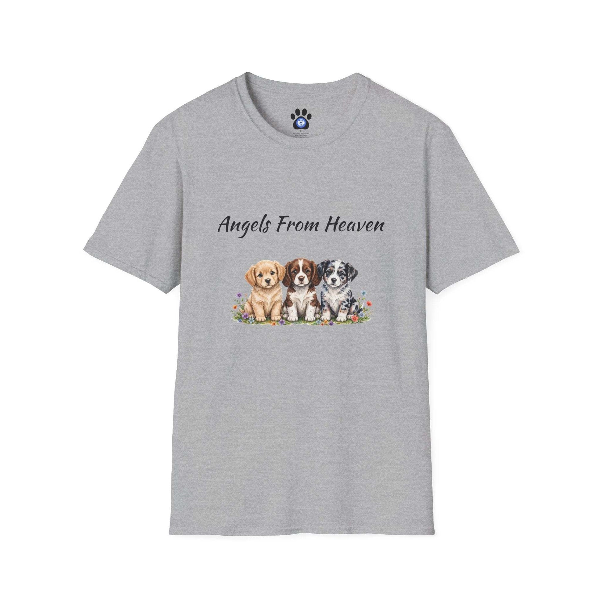 Unisex Angels From Heaven dog T-shirt with watercolor pups design