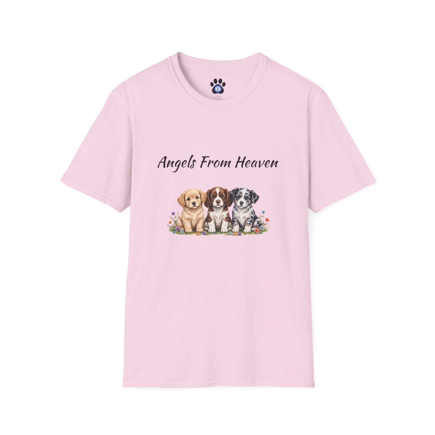 Unisex Angels From Heaven dog T-shirt with watercolor pups print