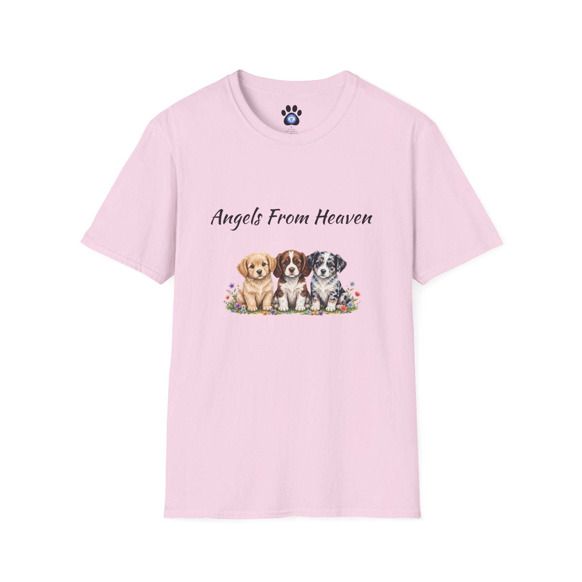 Unisex Angels From Heaven dog T-shirt with watercolor pups print
