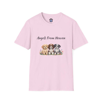 Unisex Angels From Heaven dog T-shirt with watercolor pups print
