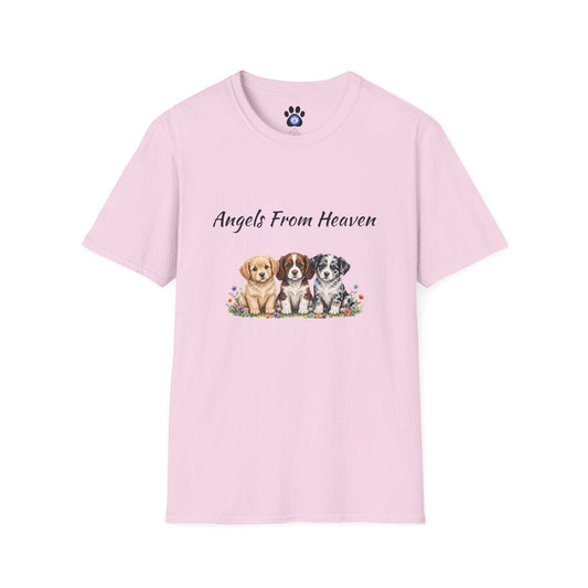 Unisex Angels From Heaven dog T-shirt with watercolor pups print