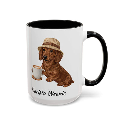 Ceramic Barista Weenie Coffee Mug with dachshund design