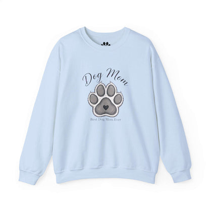 unisex best dog mom ever sweatshirt with embroidered paw design