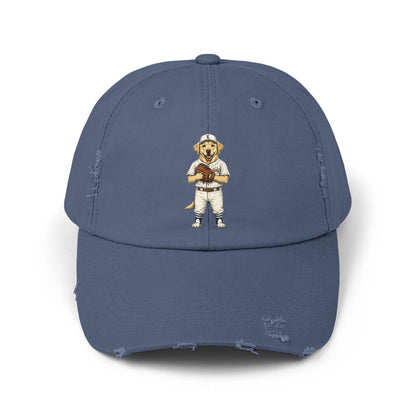 Born to fetch distressed baseball cap with vintage dog graphic