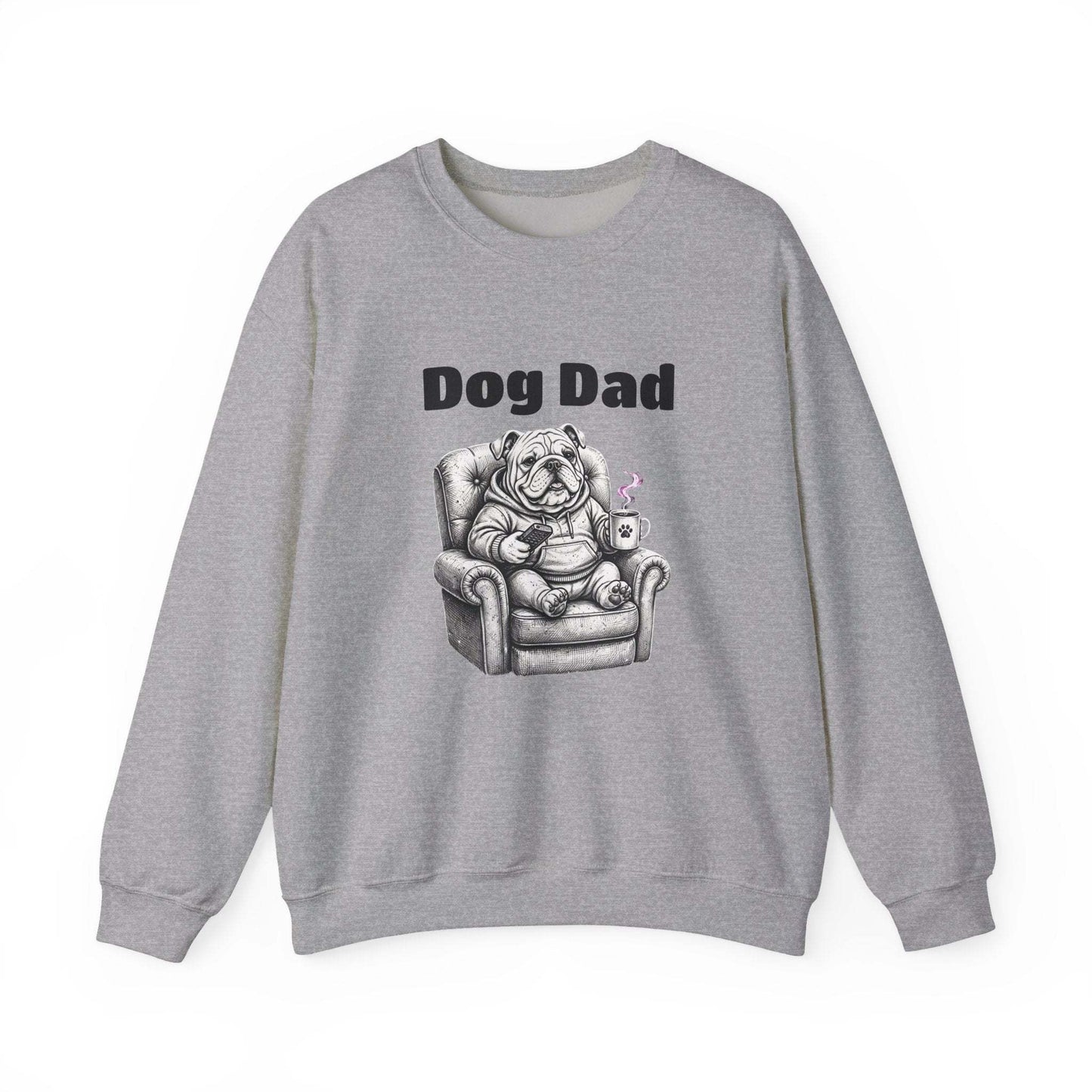 Unisex bulldog dad sweatshirt with embroidered dog illustration