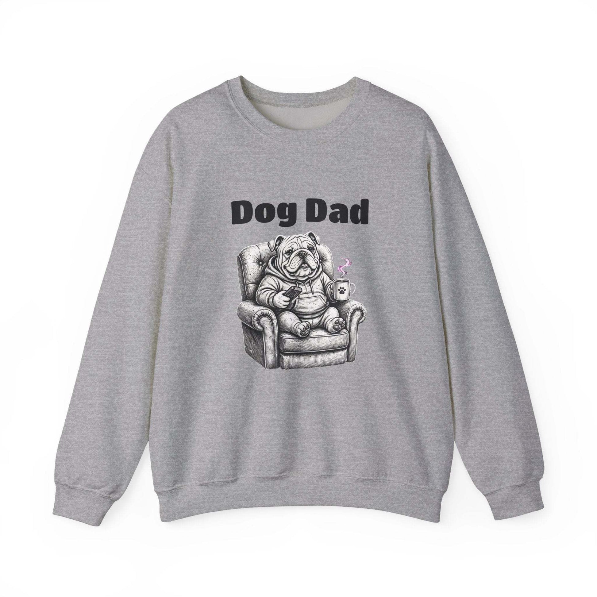 Unisex bulldog dad sweatshirt with embroidered dog illustration