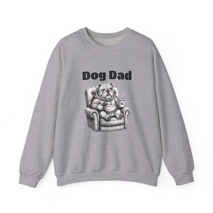 Unisex bulldog dad sweatshirt with embroidered dog illustration