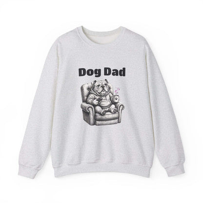 Unisex bulldog dad sweatshirt with embroidered dog illustration and text