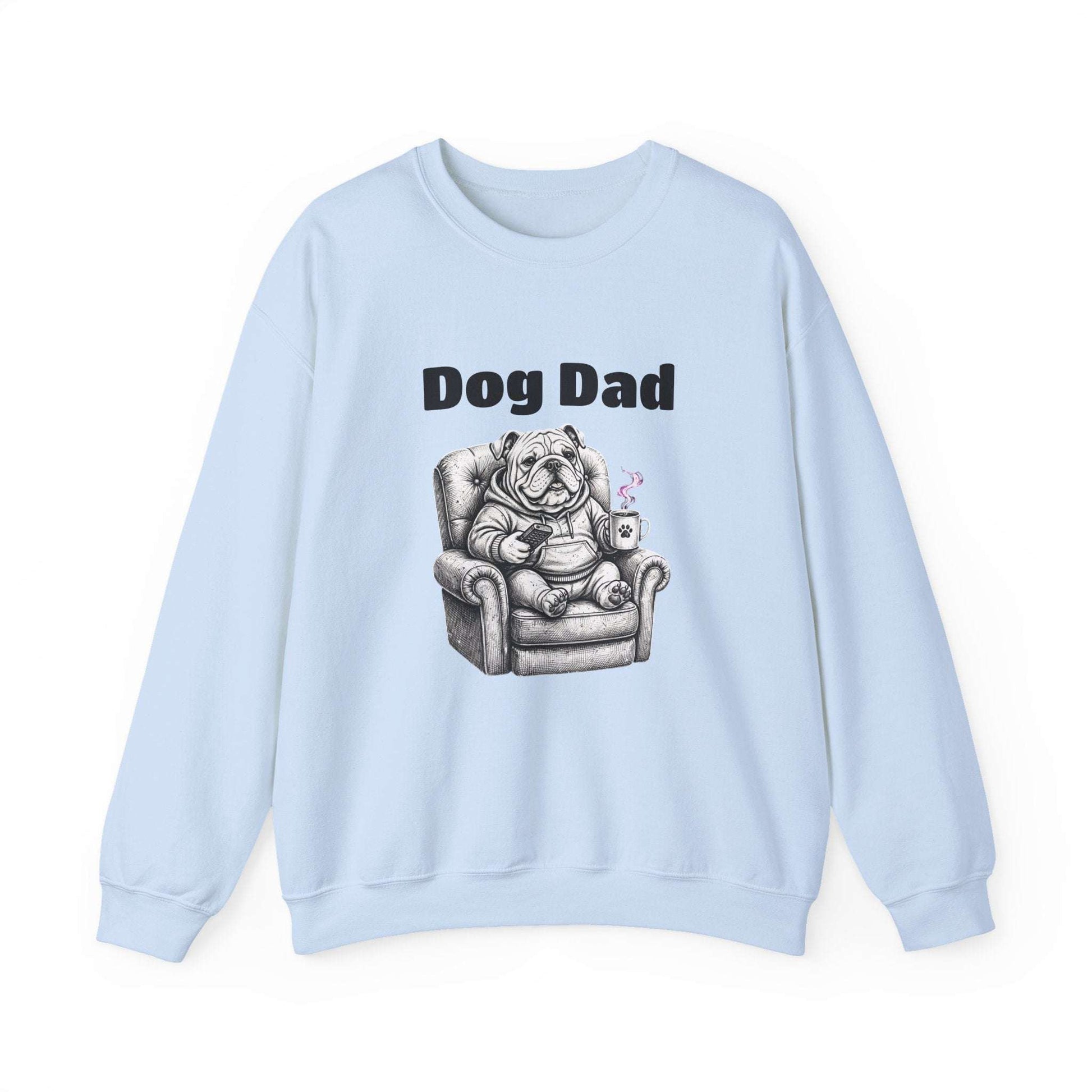 unisex bulldog dad sweatshirt with embroidered dog design and relaxed crewneck