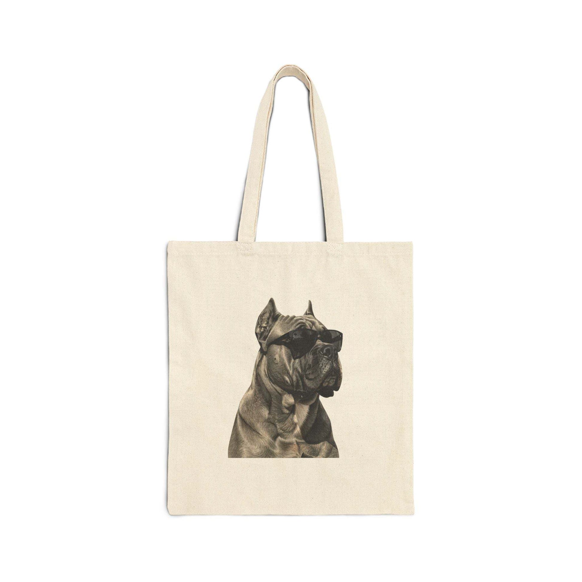 Canvas tote bag with Cane Corso dog portrait by Skylaki