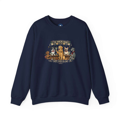 Cozy dog bar sweatshirt with embroidered dog breed graphic
