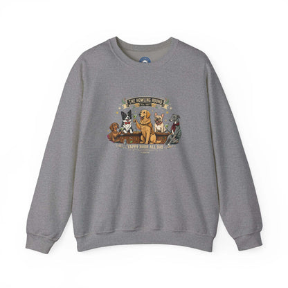 Cozy dog bar sweatshirt with embroidered dog breed graphic
