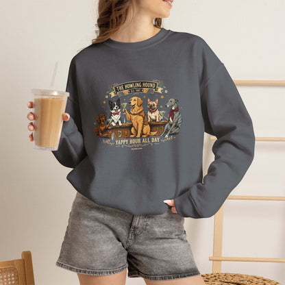 cozy dog bar sweatshirt with embroidered dog breed graphic