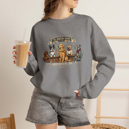 Cozy dog bar sweatshirt with embroidered dog breed graphic