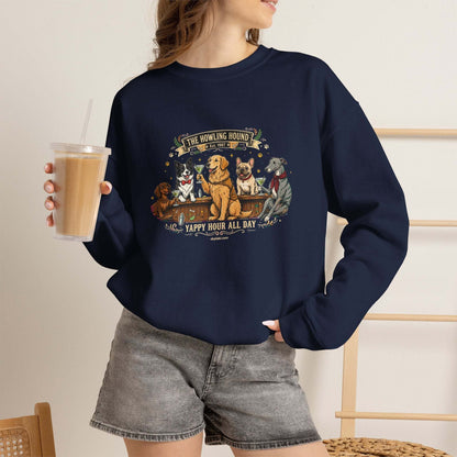Cozy dog bar sweatshirt with embroidered dog breed graphic
