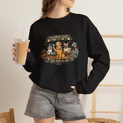 Cozy dog bar sweatshirt with embroidered dog breeds graphic