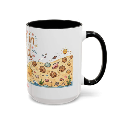 Ceramic dog beach mug with starfish and paw print design