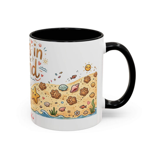 ceramic dog beach mug with starfish and paw print design