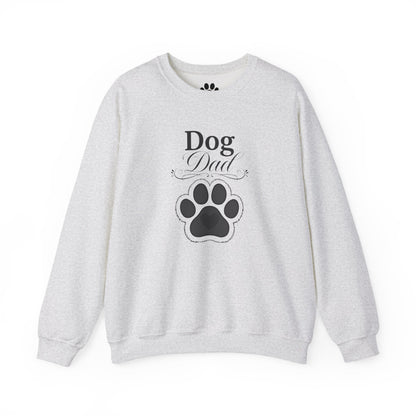 Dog Dad crewneck sweatshirt with embroidered paw and script