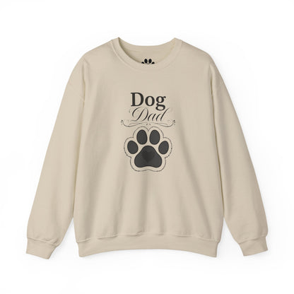 Dog Dad crewneck sweatshirt with embroidered paw and script