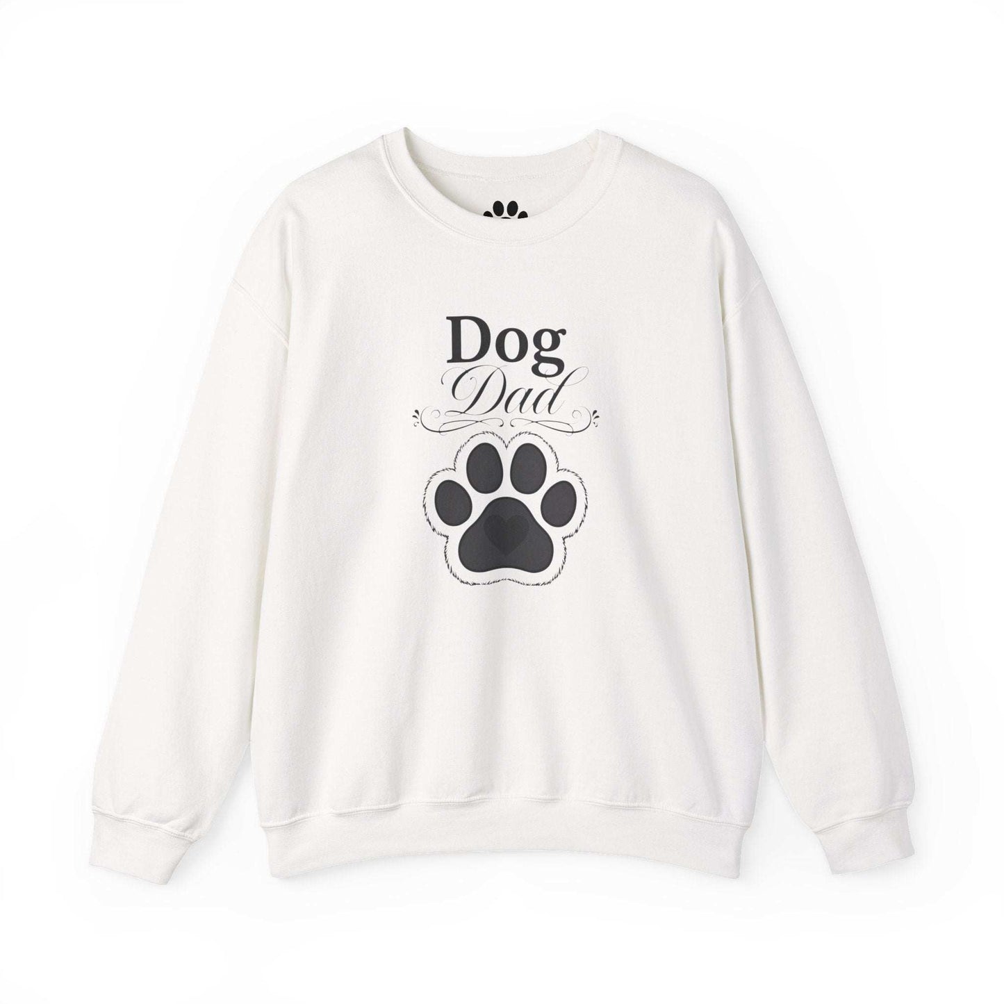 Dog Dad Crewneck Sweatshirt with embroidered paw and script by Skylaki