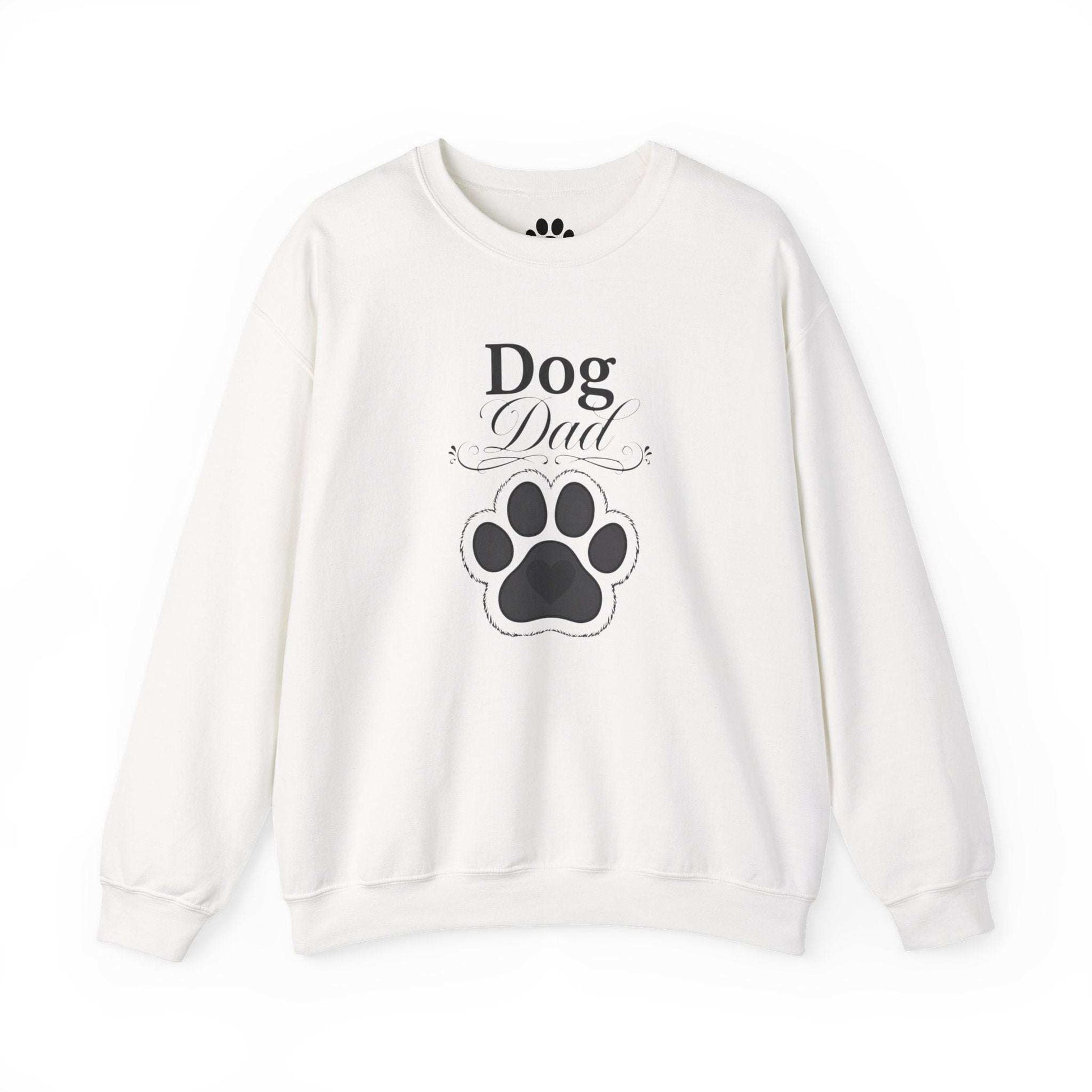 Dog Dad Crewneck Sweatshirt with embroidered paw and script by Skylaki