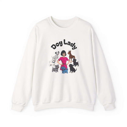 Cozy dog lady sweatshirt with embroidered playful pups illustration
