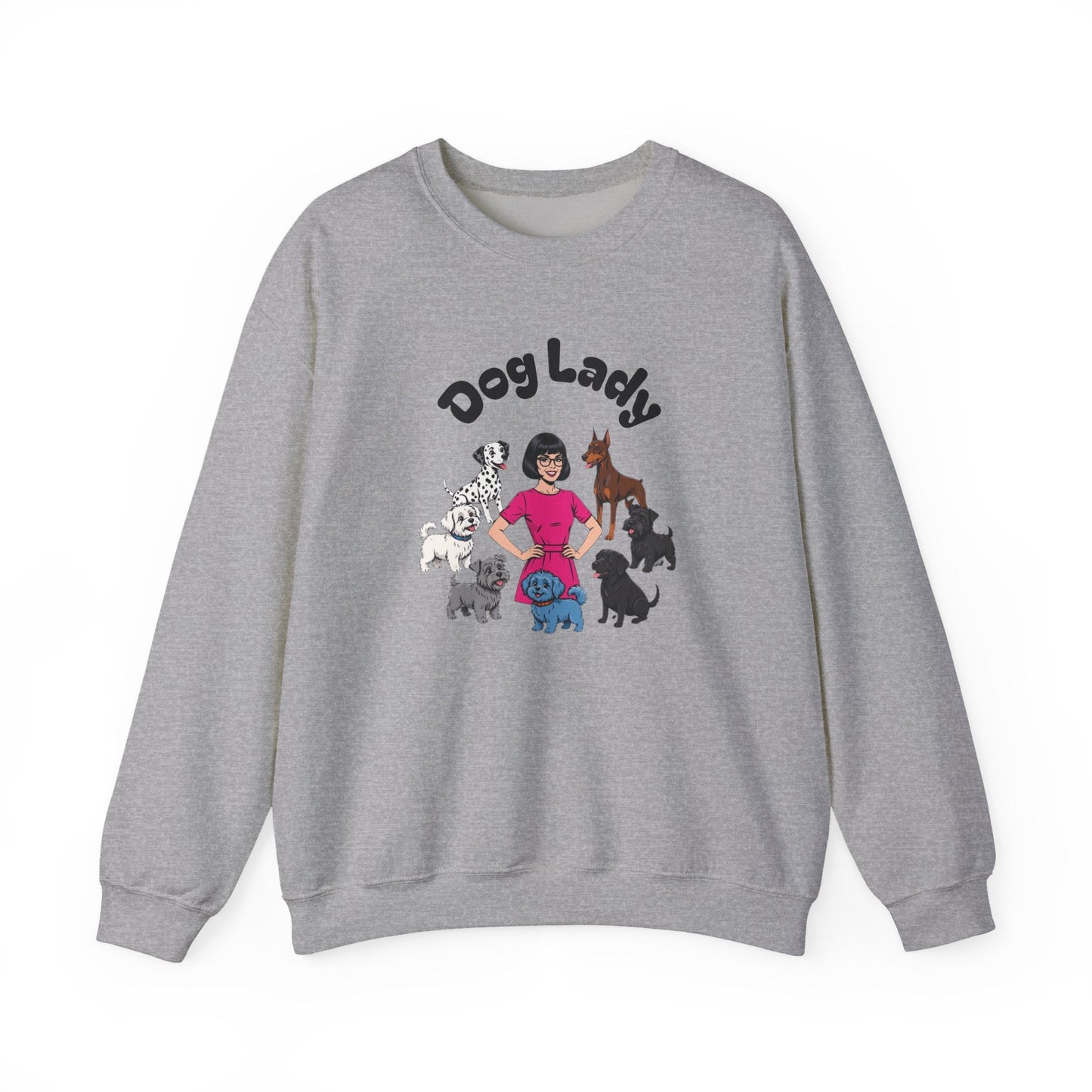 Cozy dog lady sweatshirt with embroidered puppy circle