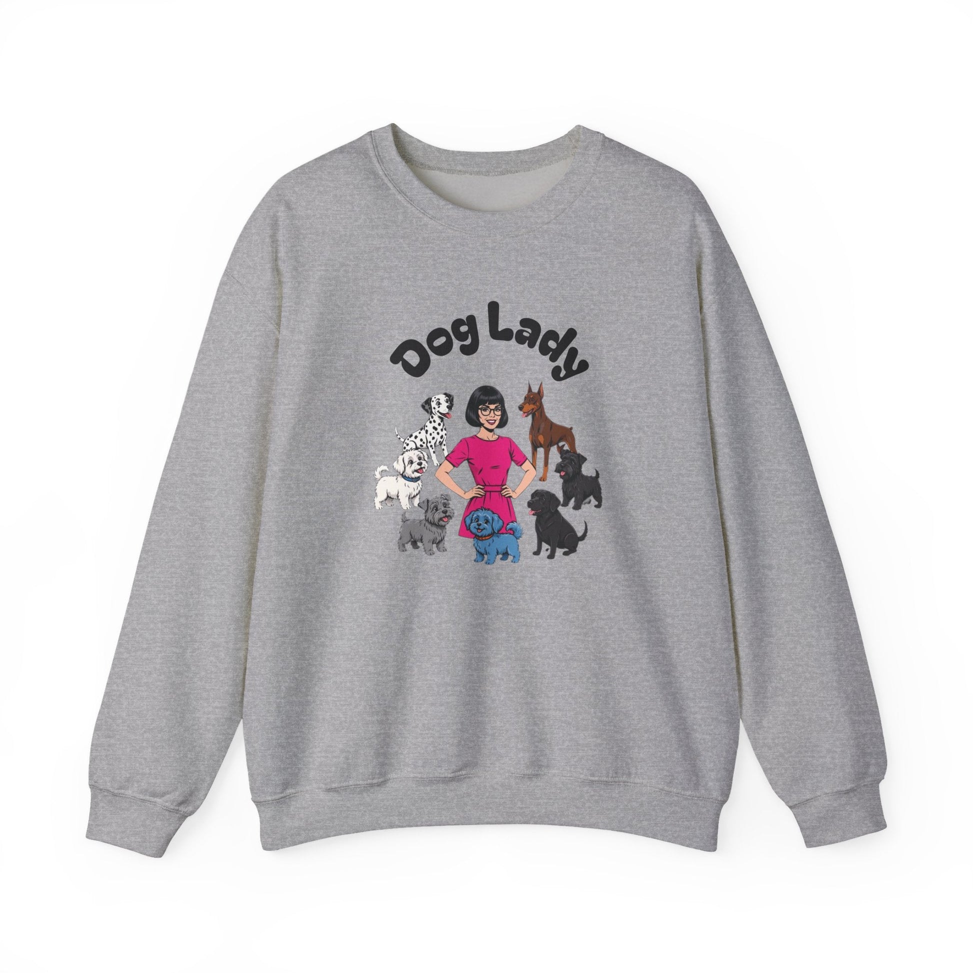 Cozy dog lady sweatshirt with embroidered puppy circle