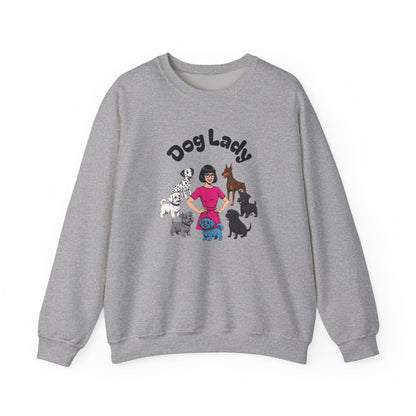 Cozy dog lady sweatshirt with embroidered puppy circle