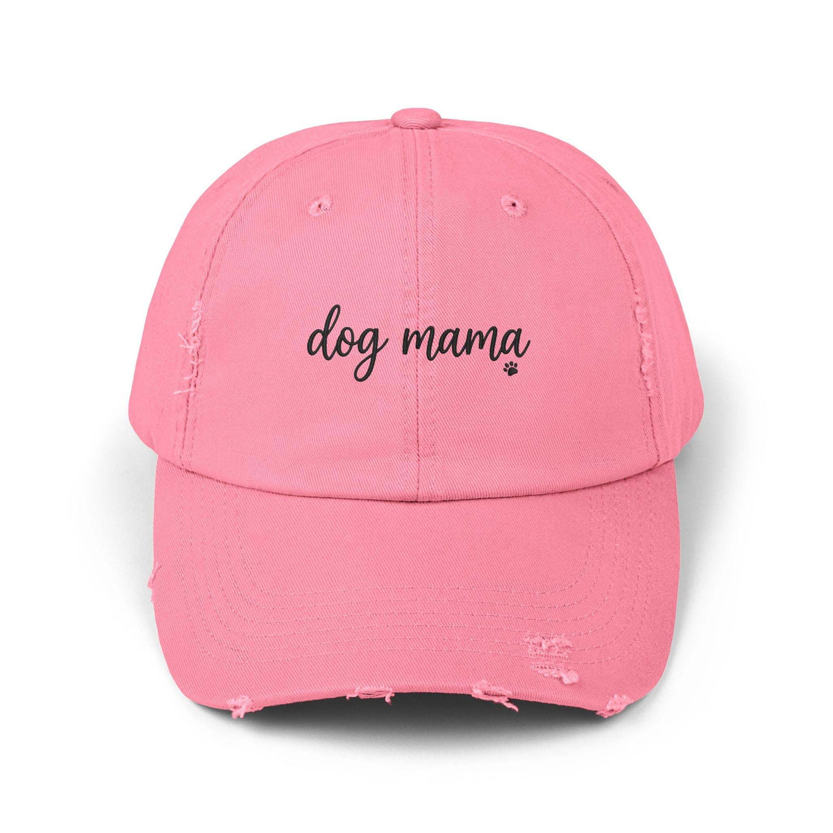 Distressed Dog Mama baseball cap made of 100% cotton twill with adjustable strap