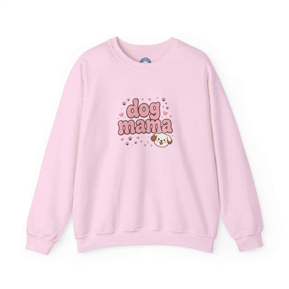 Dog Mama Sweatshirt with hand-drawn lettering and smiling pup design