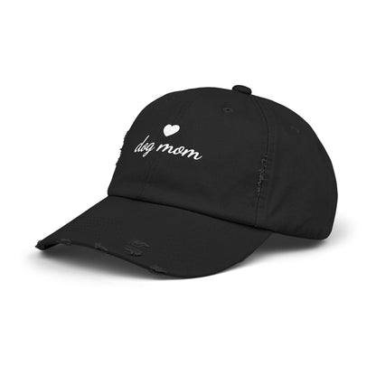 Distressed dog mom baseball cap made of cotton twill with adjustable strap