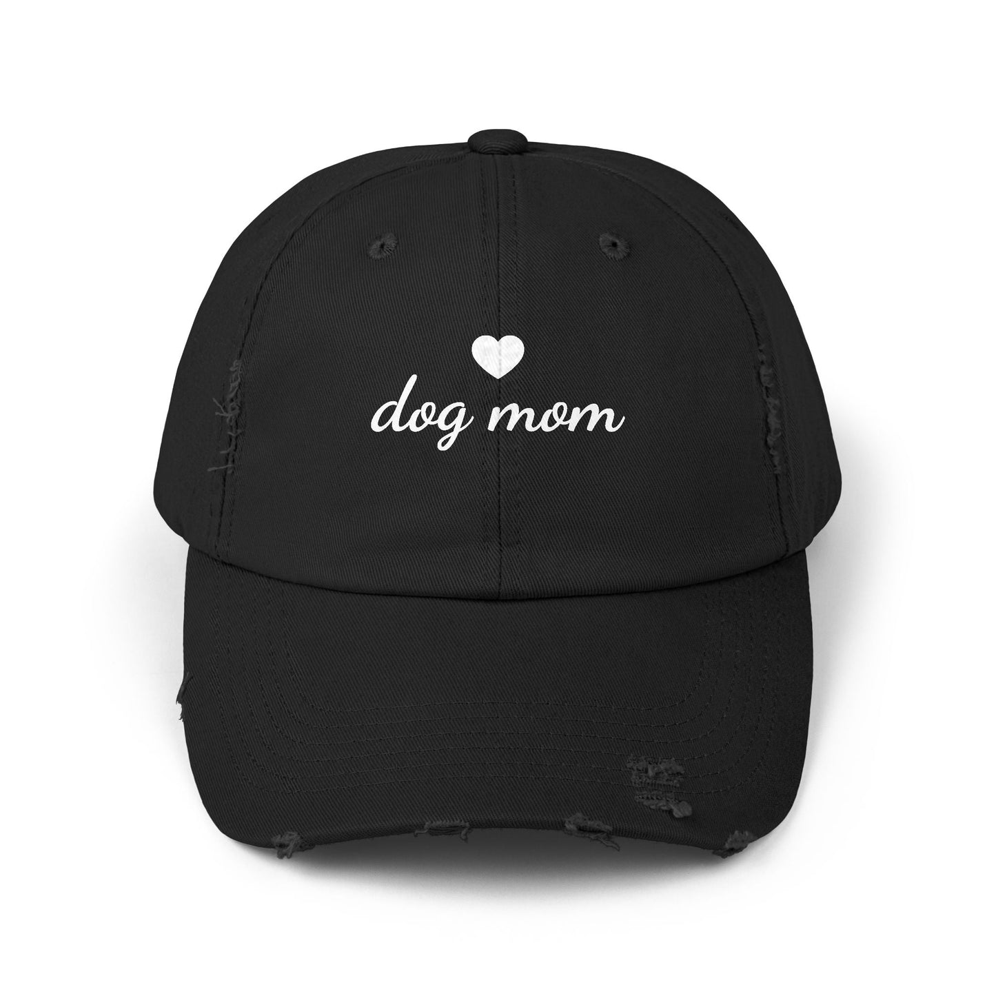 Dog Mom baseball cap in distressed cotton twill by Skylaki