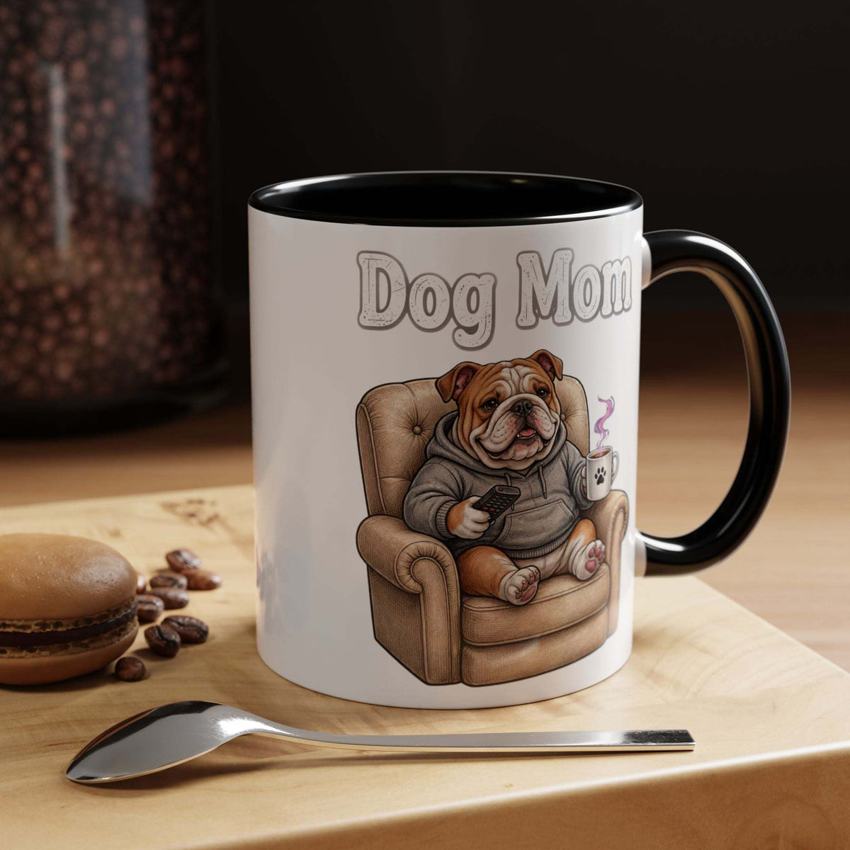 Dog Mom Coffee Mug with Bulldog Illustration by Skylaki