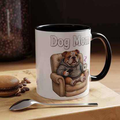 Dog Mom Coffee Mug with Bulldog Illustration by Skylaki