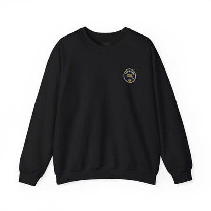 Dog School Bus Sweatshirt featuring whimsical dog bus design with multiple breeds