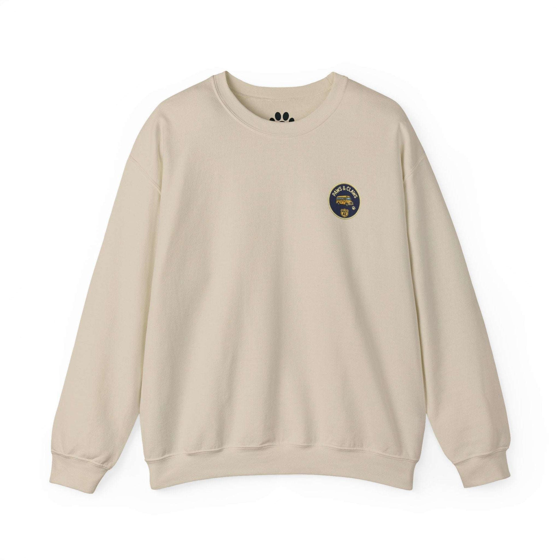 Dog School Bus Sweatshirt with whimsical multibreed dog design