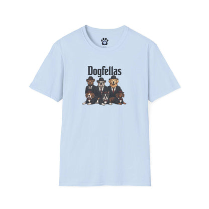 Dogfellas graphic t-shirt with mafia-themed dog design for dog lovers