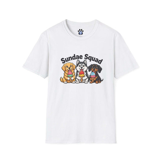 T-shirt with dogs eating ice cream graphic