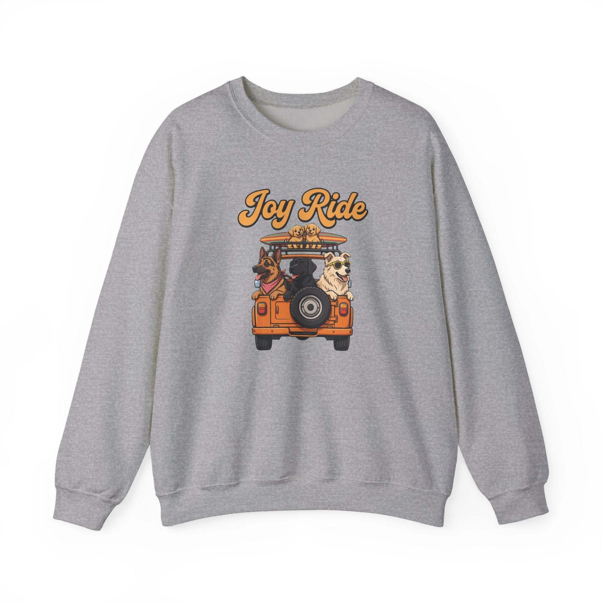 Unisex Dogs Joy Ride sweatshirt with retro van and dogs embroidery