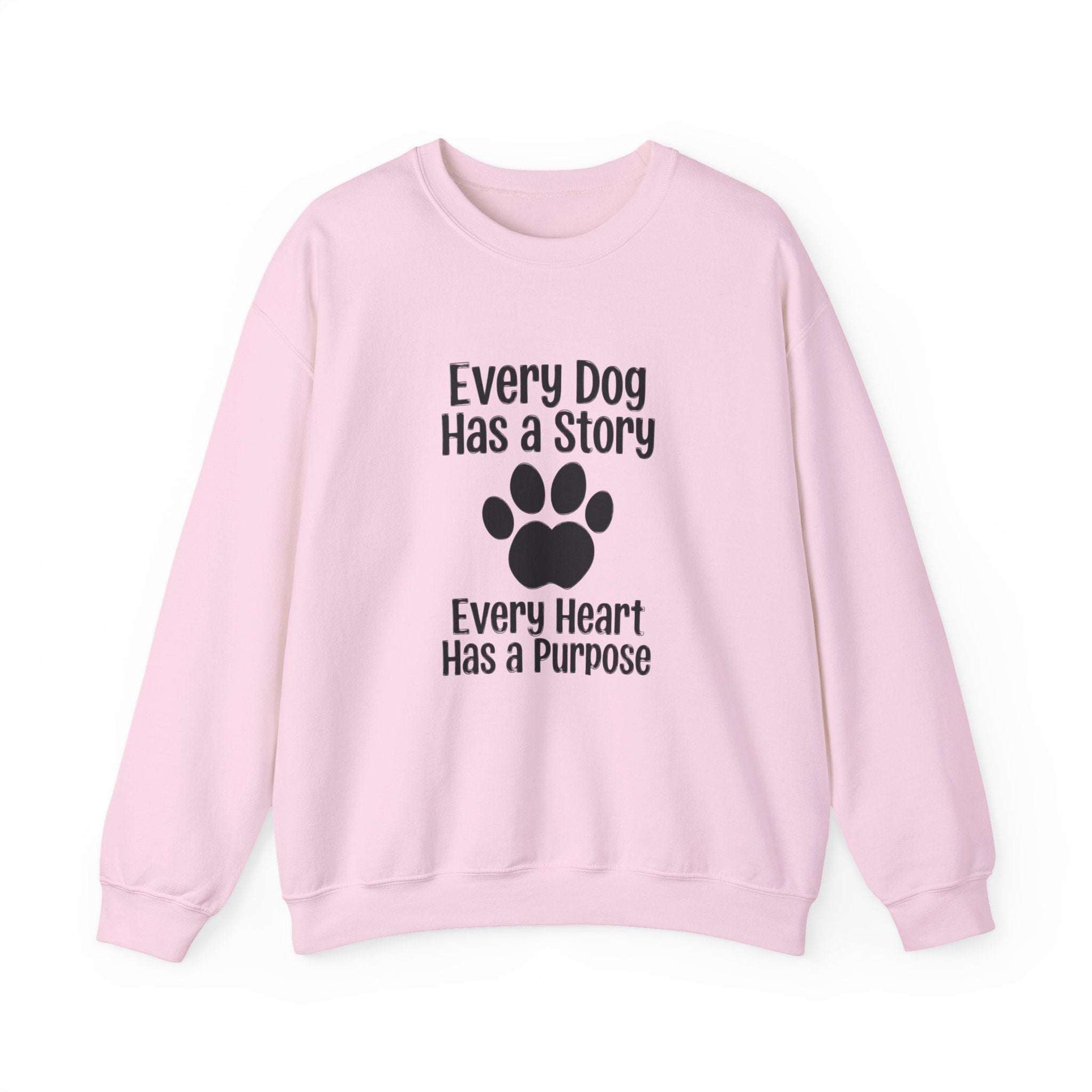 Every dog Has a Story unisex sweatshirt with paw print and message