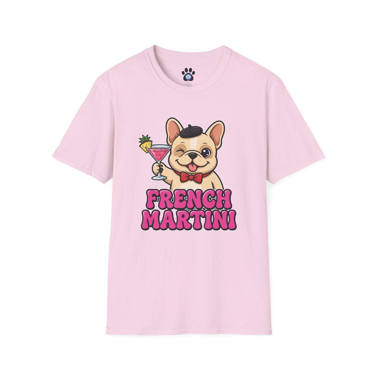 French Martini French Bulldog t-shirt with vintage dog and martini design