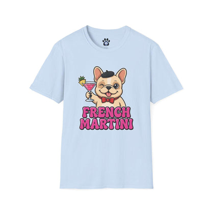 French Martini French Bulldog T-Shirt with vintage dog and martini design