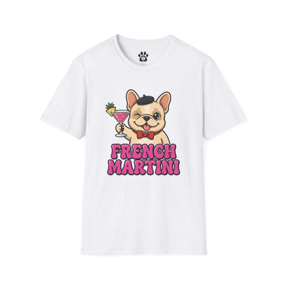 French Martini French Bulldog T-shirt with vintage dog and martini design